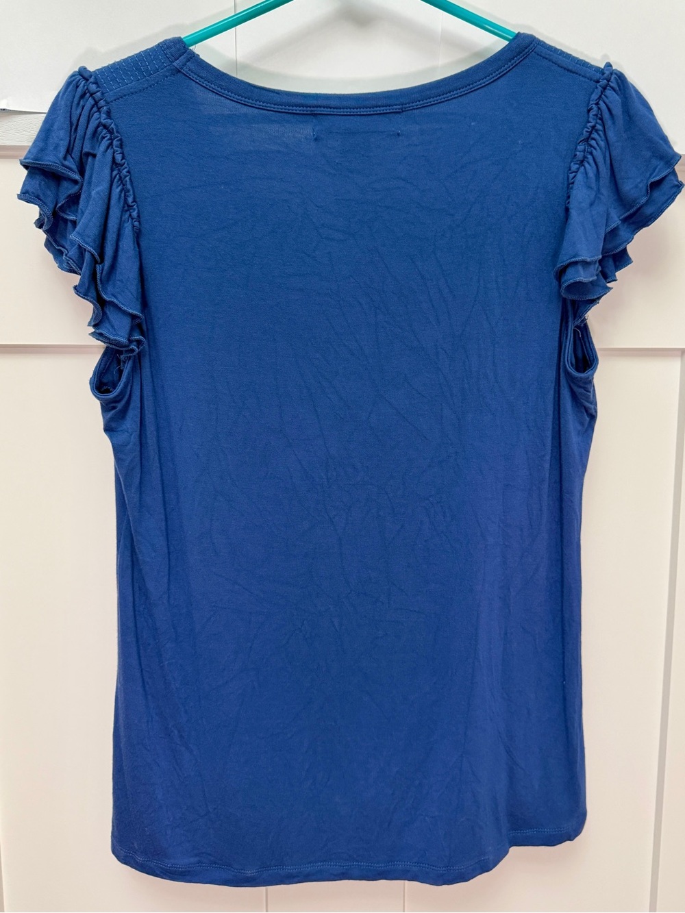August Silk Blue Ruffle Sleeve Scoop Neck Top - Picture 2 of 6